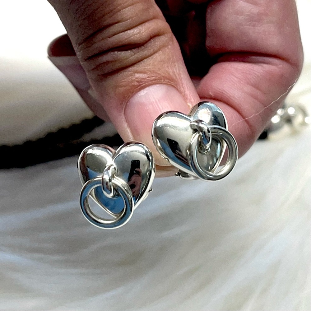 Tiffany & Co. Vintage Silver Heart Knock Clip-on Earrings